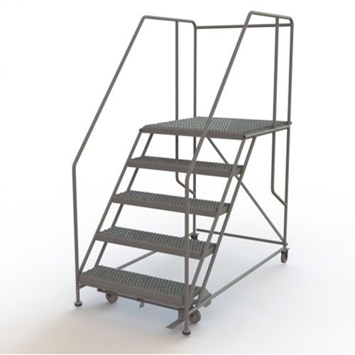 Mobile Work Platform, Steel, 5 Steps, 50" H, 36" D, 36" Step, Serrated Advanced Consulting and Training Ltd.