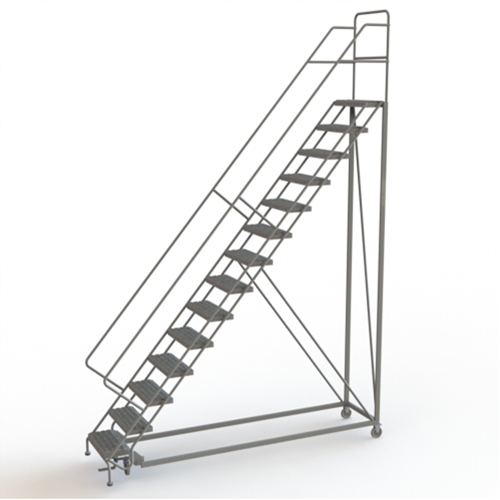 Safety Slope Rolling Ladder, 14 Steps, Serrated, 50° Incline, 140" High Advanced Consulting and Training Ltd.