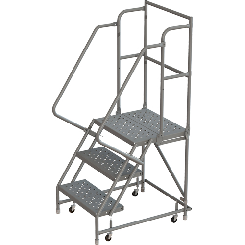 Escabeaux roulants &agrave; dessus profond, 3 marches, Largeur de la marche 16", Hauteur de la plateforme 30", Acier Advanced Consulting and Training Ltd.