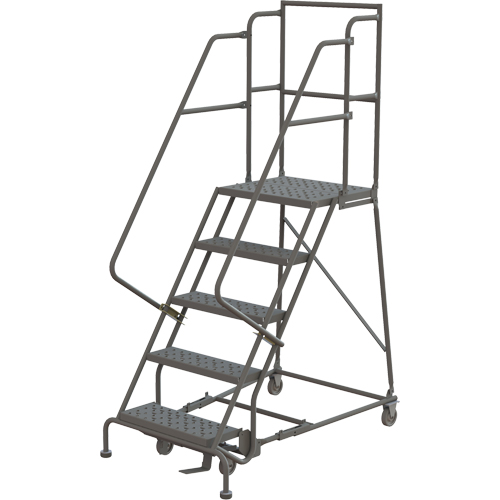 Escabeaux roulants &agrave; dessus profond, 5 marches, Largeur de la marche 16", Hauteur de la plateforme 50", Acier Advanced Consulting and Training Ltd.