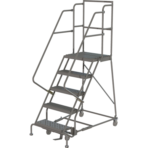Escabeaux roulants &agrave; dessus profond, 5 marches, Largeur de la marche 16", Hauteur de la plateforme 50", Acier Advanced Consulting and Training Ltd.