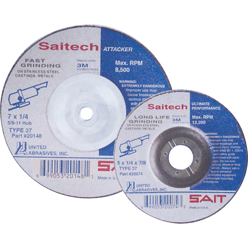 Saitech Ultimate Performance Grinding Wheel, 4" x 1/4", 3/8" Arbor, Aluminum Oxide, Type 27 Advanced Consulting and Training Ltd.
