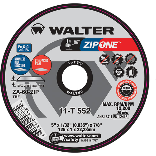Meule &agrave; tronçonner Zip One, 4-1/2" x 1/32", Arbre de 7/8", Type 1 Advanced Consulting and Training Ltd.