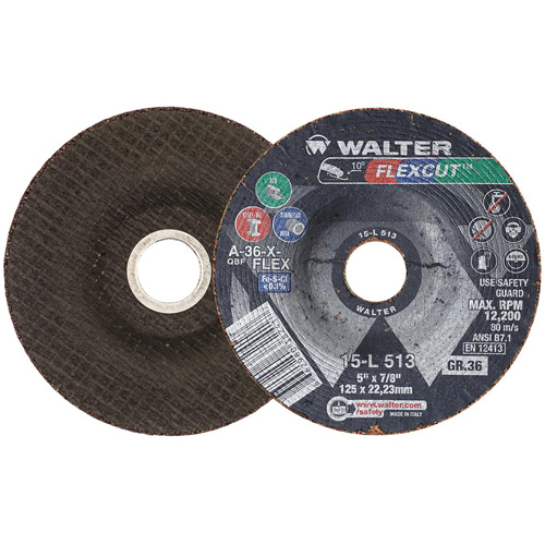 Meule FLEXCUT, 5", 36 Grain, Oxyde d'aluminium, 7/8", 12 200 Tr/min, Type 29 Advanced Consulting and Training Ltd.