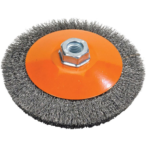 Saucer Crimped Wire Wheel, 5" Dia., 0.012" Fill, 5/8"-11 Arbor Advanced Consulting and Training Ltd.