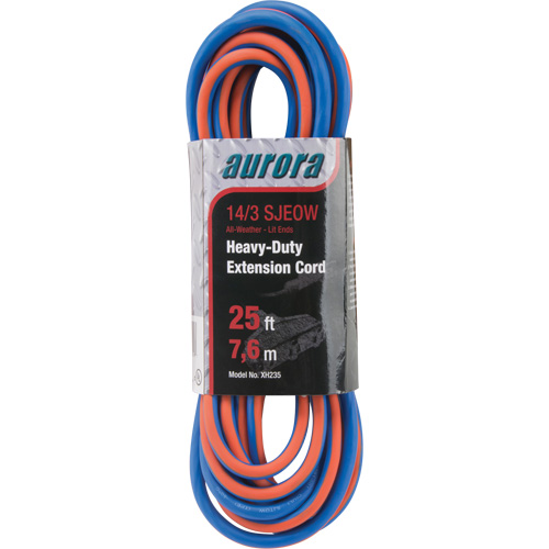 TPE-Rubber Extension Cord with Light Indicator, All-Weather, SJEOW, 14/3 AWG, 15 A, 3 Outlet(s), 25' Advanced Consulting and Training Ltd.