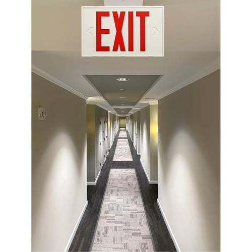 Exit Sign, LED, Battery Operated/Hardwired, 12-1/5" L x 7-1/2" W, English Advanced Consulting and Training Ltd.