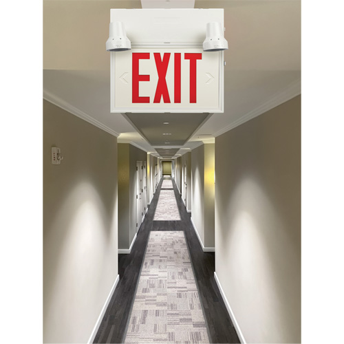 Exit Sign with Security Lights, LED, Battery Operated/Hardwired, 12-1/10" L x 11" W, English Advanced Consulting and Training Ltd.