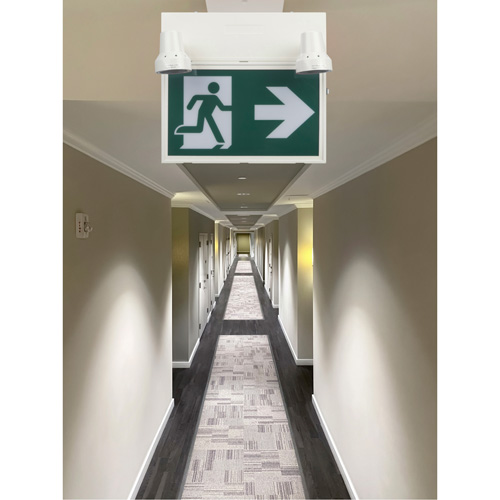 Enseigne d'homme qui court avec &eacute;clairage de s&eacute;curit&eacute;, DEL, &agrave; piles/&agrave; raccordement fixe, 12-1/10" lo x 11" la, Pictogramme Advanced Consulting and Training Ltd.