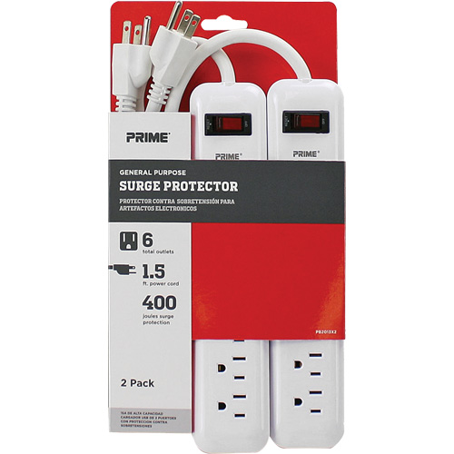 Surge Protector 2-Pack, 6 Outlets, 400 J, 1875 W, 1.5' Cord Advanced Consulting and Training Ltd.