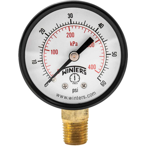 Manom&egrave;tre &eacute;conomique,  2", 0 - 60 psi, Fixation inf&eacute;rieure, Analogique Advanced Consulting and Training Ltd.