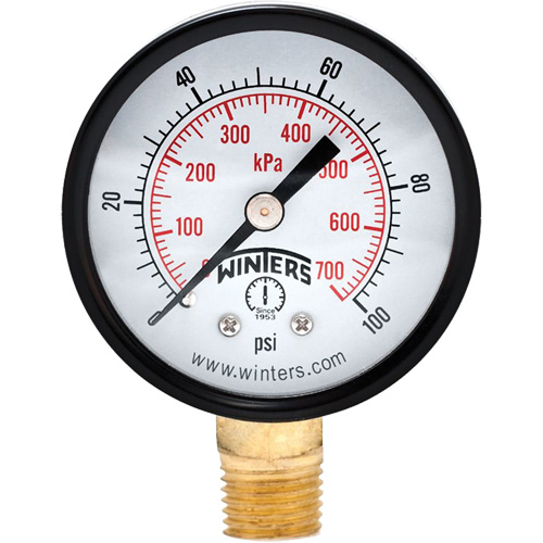 Manom&egrave;tre &eacute;conomique,  2", 0 - 100 psi, Fixation inf&eacute;rieure, Analogique Advanced Consulting and Training Ltd.