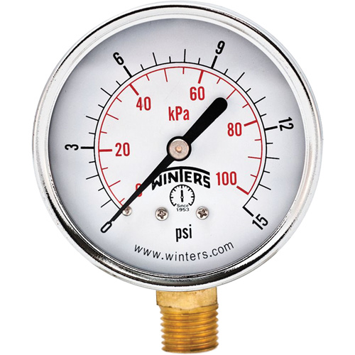 Manom&egrave;tre &eacute;conomique,  2-1/2", 0 - 15 psi, Fixation inf&eacute;rieure, Analogique Advanced Consulting and Training Ltd.