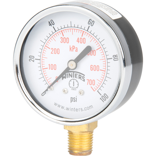 Manom&egrave;tre,  2-1/2", 0 - 100 psi, Fixation inf&eacute;rieure, Analogique Advanced Consulting and Training Ltd.