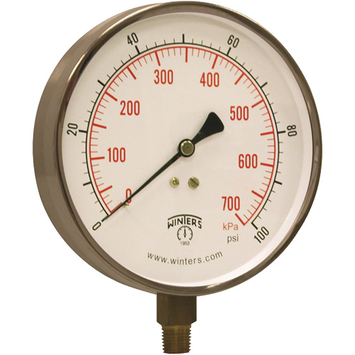 Manom&egrave;tre pour entrepreneur,  4-1/2", 0 - 100 psi, Fixation inf&eacute;rieure, Analogique Advanced Consulting and Training Ltd.