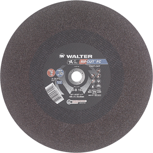Ripcut Stainless Steel & Steel Cut-Off Wheel for Stationary Saws, 16" x 5/32", 1" Arbor, Type 1, Aluminum Oxide, 3800 RPM Advanced Consulting and Training Ltd.