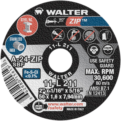 Meule &agrave; tronçonner Zip, 2" x 1/16", Arbre de 5/16", Type 1, Oxyde d'aluminium, 5100 Tr/min Advanced Consulting and Training Ltd.