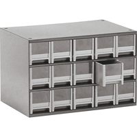 Casiers modulaires pour pi&egrave;ces, Acier, 15 tiroirs, 17" x 10-9/16" x 3-1/16", Gris Advanced Consulting and Training Ltd.