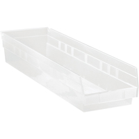 Bacs de rangement pour tablettes, 6-5/8" la x 4" H x 23-5/8" p, Transparent, Capacit&eacute; 50 lb Advanced Consulting and Training Ltd.