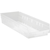 Bacs de rangement pour tablettes, 8-3/8" la x 4" H x 23-5/8" p, Transparent, Capacit&eacute; 50 lb Advanced Consulting and Training Ltd.