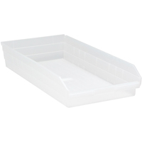 Bacs de rangement pour tablettes, 11-1/8" la x 4" H x 23-5/8" p, Transparent, Capacit&eacute; 50 lb Advanced Consulting and Training Ltd.
