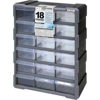 Armoire &agrave; tiroir, Plastique, 18 tiroirs, 15" x 6-1/4" x 18-3/4", Noir Advanced Consulting and Training Ltd.