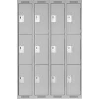 Clean Line Lockers, 3 -tier, Bank of 4, 48" x 18" x 72", Steel, Grey, Rivet (Assembled) Advanced Consulting and Training Ltd.