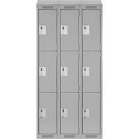 Clean Line Lockers, 3 -tier, Bank of 3, 36" x 18" x 78", Steel, Grey, Rivet (Assembled) Advanced Consulting and Training Ltd.