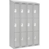Clean Line Lockers, 3 -tier, Bank of 4, 48" x 18" x 78", Steel, Grey, Rivet (Assembled) Advanced Consulting and Training Ltd.