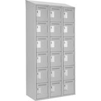Clean Line Lockerette , 6 -tier, Bank of 3, 36" x 18" x 78", Steel, Grey, Rivet (Assembled) Advanced Consulting and Training Ltd.