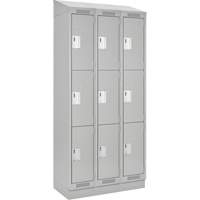 Clean Line Lockers, 3 -tier, Bank of 3, 36" x 18" x 82", Steel, Grey, Rivet (Assembled) Advanced Consulting and Training Ltd.