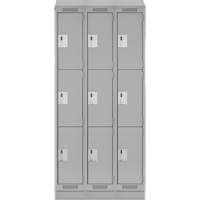 Clean Line Lockers, 3 -tier, Bank of 3, 36" x 18" x 82", Steel, Grey, Rivet (Assembled) Advanced Consulting and Training Ltd.