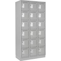 Clean Line Lockerette, 6 -tier, Bank of 3, 36" x 18" x 76", Steel, Grey, Rivet (Assembled) Advanced Consulting and Training Ltd.