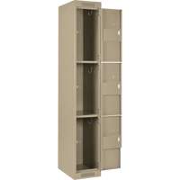 Clean Line Lockers, 3 -tier, Bank of 4, 48" x 18" x 72", Steel, Beige, Rivet (Assembled) Advanced Consulting and Training Ltd.