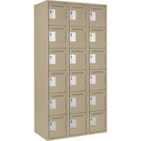 Clean Line Lockerette, 6 -tier, Bank of 3, 36" x 18" x 72", Steel, Beige, Rivet (Assembled) Advanced Consulting and Training Ltd.
