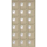 Clean Line Lockerette, 6 -tier, Bank of 3, 36" x 18" x 72", Steel, Beige, Rivet (Assembled) Advanced Consulting and Training Ltd.