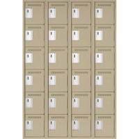 Clean Line Lockerette, 6 -tier, Bank of 4, 48" x 18" x 72", Steel, Beige, Rivet (Assembled) Advanced Consulting and Training Ltd.