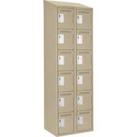 Clean Line Lockerette, 6 -tier, Bank of 2, 24" x 18" x 78", Steel, Beige, Rivet (Assembled) Advanced Consulting and Training Ltd.
