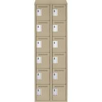 Clean Line Lockerette, 6 -tier, Bank of 2, 24" x 18" x 78", Steel, Beige, Rivet (Assembled) Advanced Consulting and Training Ltd.