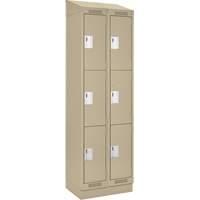 Clean Line Lockers, 3 -tier, Bank of 2, 24" x 18" x 82", Steel, Beige, Rivet (Assembled) Advanced Consulting and Training Ltd.