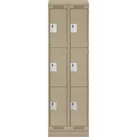 Clean Line Lockers, 3 -tier, Bank of 2, 24" x 18" x 82", Steel, Beige, Rivet (Assembled) Advanced Consulting and Training Ltd.