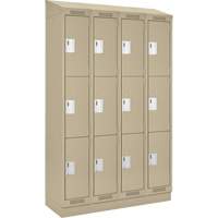 Clean Line Lockers, 3 -tier, Bank of 4, 48" x 18" x 82", Steel, Beige, Rivet (Assembled) Advanced Consulting and Training Ltd.