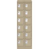 Clean Line Lockerette , 6 -tier, Bank of 2, 24" x 18" x 82", Steel, Beige, Rivet (Assembled) Advanced Consulting and Training Ltd.