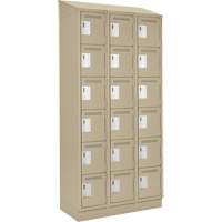Clean Line Lockerette , 6 -tier, Bank of 3, 36" x 18" x 82", Steel, Beige, Rivet (Assembled) Advanced Consulting and Training Ltd.