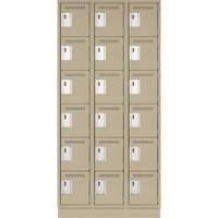 Clean Line Lockerette, 6 -tier, Bank of 3, 36" x 18" x 76", Steel, Beige, Rivet (Assembled) Advanced Consulting and Training Ltd.