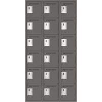 Clean Line Lockerette, 6 -tier, Bank of 3, 36" x 18" x 72", Steel, Charcoal, Rivet (Assembled) Advanced Consulting and Training Ltd.