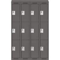 Clean Line Lockers, 3 -tier, Bank of 4, 48" x 18" x 78", Steel, Charcoal, Rivet (Assembled) Advanced Consulting and Training Ltd.