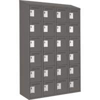 Clean Line Lockerette, 6 -tier, Bank of 4, 48" x 18" x 78", Steel, Charcoal, Rivet (Assembled) Advanced Consulting and Training Ltd.