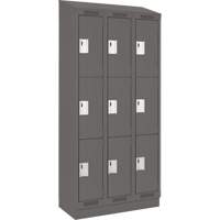 Clean Line Lockers, 3 -tier, Bank of 3, 36" x 18" x 82", Steel, Charcoal, Rivet (Assembled) Advanced Consulting and Training Ltd.