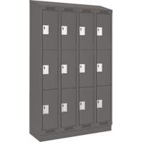 Clean Line Lockers, 3 -tier, Bank of 4, 48" x 18" x 82", Steel, Charcoal, Rivet (Assembled) Advanced Consulting and Training Ltd.